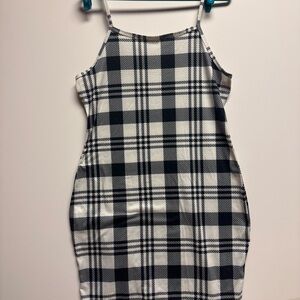 Plaid Womens Cotton Dress in Black and White
